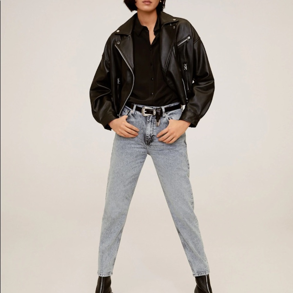 Grey denim mom jean